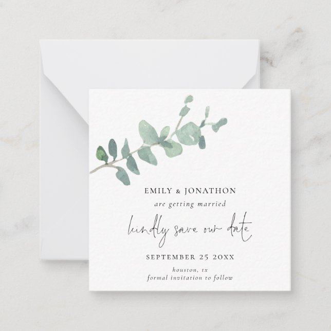 Carte De Correspondance PETITE TAILLE | Script Green Eucalyptus Enregistre (Devant)