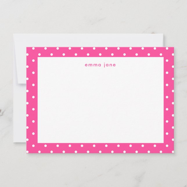 Carte De Correspondance Petits points rose chaud Personnalisé (Devant)