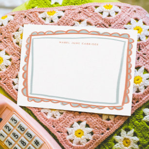 Carte De Correspondance Pétoncle rose et bleu peint Nom personnalisé