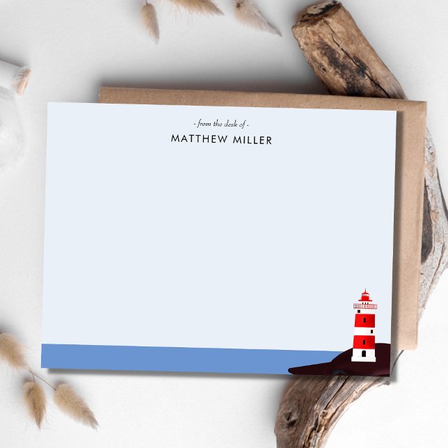 Carte De Correspondance Phare côtier bleu personnalisé (Créateur téléchargé)