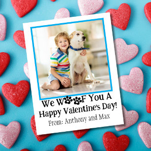 Carte De Correspondance Photo de chien mignon bleu pour la Saint-Valentin