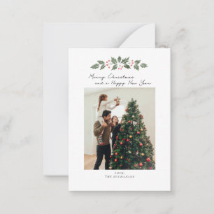 Carte De Correspondance Photo de famille de Noël Baies botaniques Fêtes