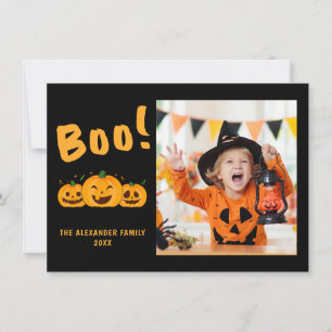 Carte De Correspondance Photo de famille Orange Citrouilles Noir Halloween