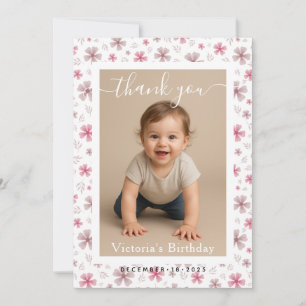 Carte De Correspondance Photo de fête d'anniversaire minimaliste à bordure