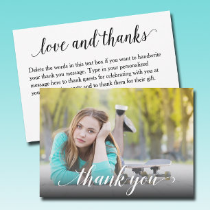 Carte De Correspondance Photo de graduation Thank You Flat