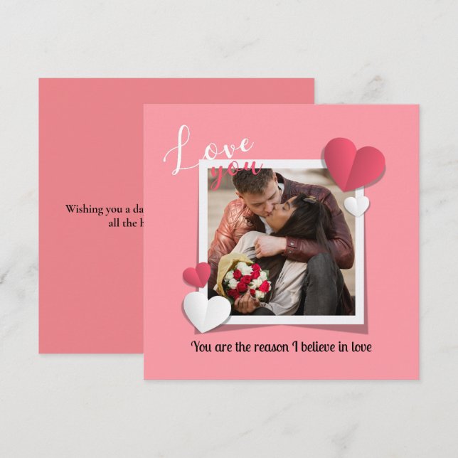 Carte De Correspondance Photo et message d'amour personnalisés modernes (Devant / Derrière)