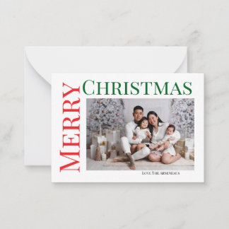 Carte De Correspondance Photo Joyeux Noël Personnaliser Rouge Vert