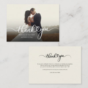 Carte De Correspondance Photo manuscrite Merci Mariage moderne