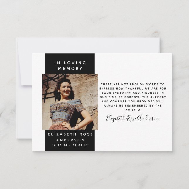 Carte De Correspondance Photo Sympathy Funeral Merci (Devant)