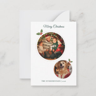 Carte De Correspondance Photos de famille et de chien de Noël botaniques