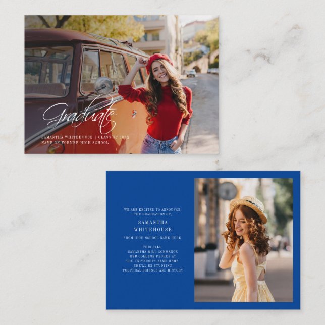 Carte De Correspondance Photos de remise de diplômes 2026 Annonce de gradu (Devant / Derrière)