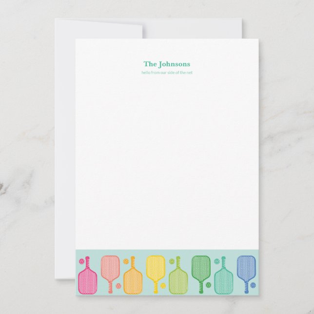 Carte De Correspondance Pickleball Personalized Stationery Note Card  (Devant)