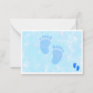 Carte De Correspondance Pieds de bébé Garçon Baby Shower Blank Bleu