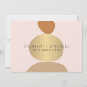 Carte De Correspondance Pierres Abstraites Modernes Zen Or et Rose Logo Yo