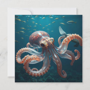 Carte De Correspondance Pieuvre en forme de verre dans la mer profonde