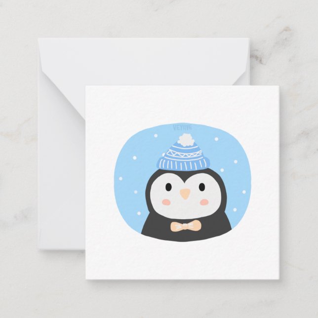 Carte De Correspondance Pingouin de Noël (Devant)