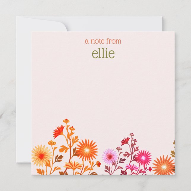 Carte De Correspondance Pink Boho Country Floral Note Card (Devant)
