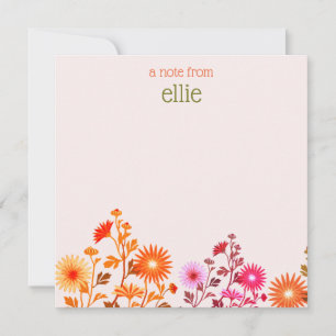 Carte De Correspondance Pink Boho Country Floral Note Card