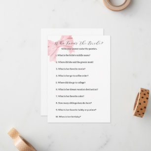 Carte De Correspondance Pink Bow qui connaît le jeu de mariée - Fête des m