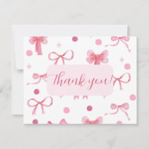 Pink Bow Thank you card