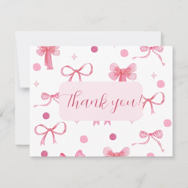 Carte De Correspondance Pink Bow Thank you card (Devant)