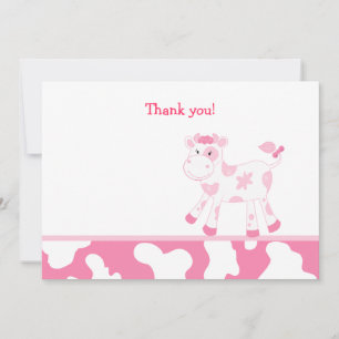 Carte De Correspondance Pink Cow Flat Merci note