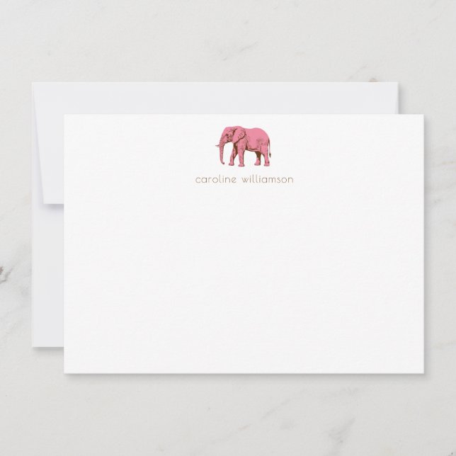 Carte De Correspondance Pink Elephant Simple Personalized Stationery  (Devant)