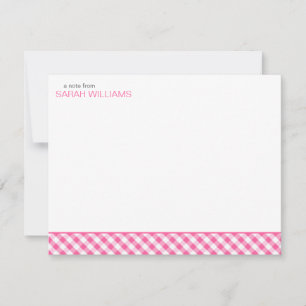 Carte De Correspondance Pink En vichy Motif Flat Merci Notes