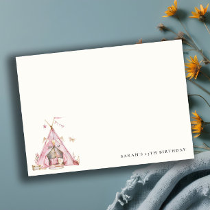Carte De Correspondance Pink Girls Tent Slepover Stwood Anniversaire Fête