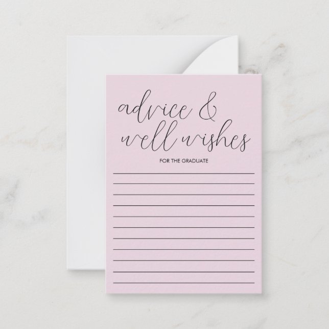 Carte De Correspondance Pink Graduation Advice Card Graduation Party Jeu (Devant)