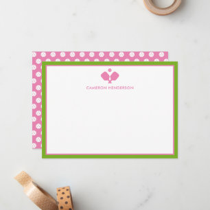 Carte De Correspondance Pink Green Nom personnalisé Fun Pickleball