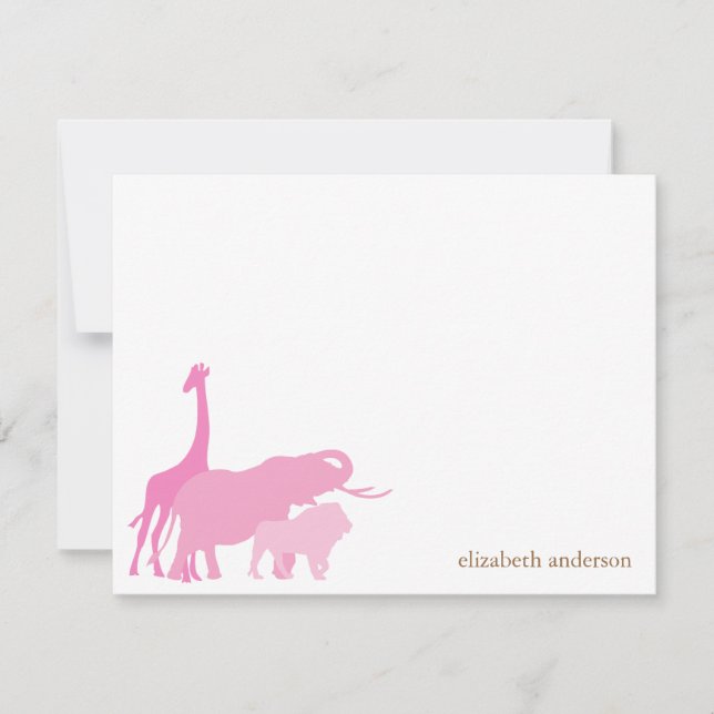 Carte De Correspondance Pink Jungle Animaux Personnalisé Merci Notes (Devant)
