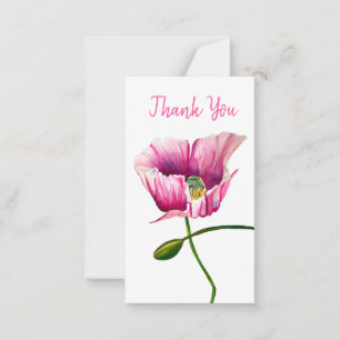 Carte De Correspondance Pink pavot aquarelle de fleurs art