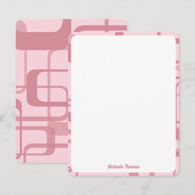 Carte De Correspondance Pink Retro 60's 70's Abstrait Motif Nom personnali (Devant / Derrière)