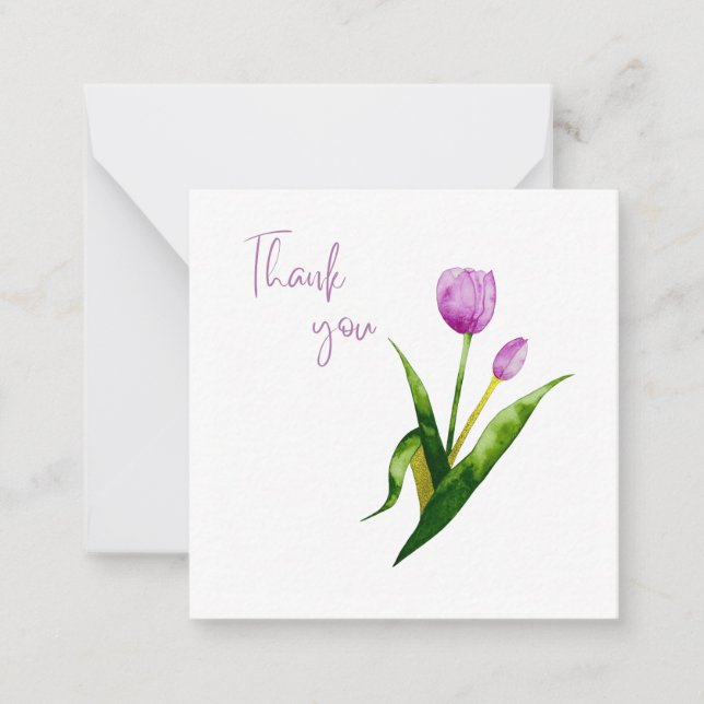 Carte De Correspondance Pink Tulip Thank You Flat Notecard  (Devant)