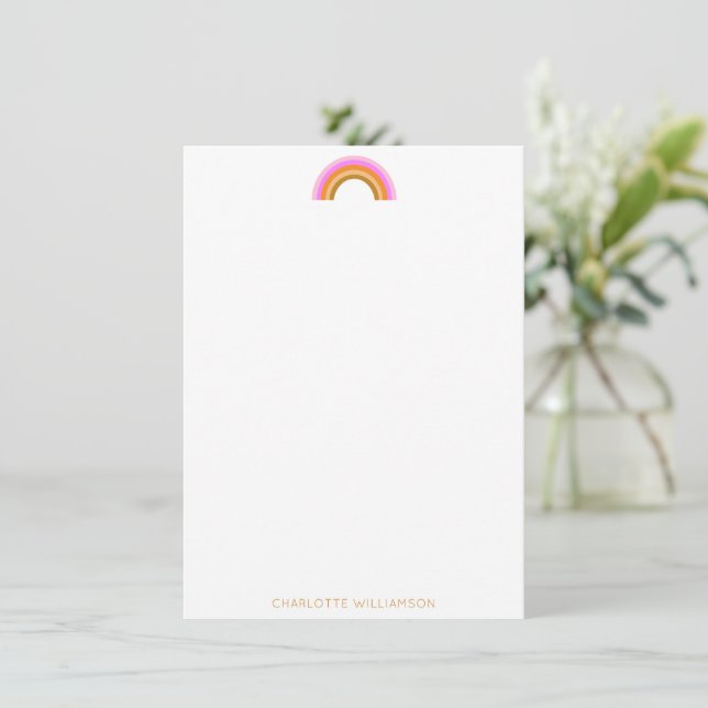 Carte De Correspondance Pink Yellow Retro Rainbow Personalized Stationery (Debout devant)