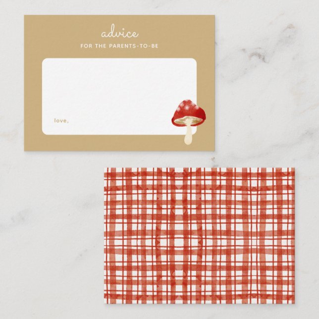 Carte De Correspondance Pique-nique au champignon rouge Baby Shower Consei (Devant / Derrière)