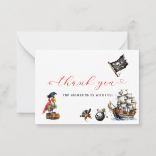 Carte De Correspondance Pirate aquarelle remerciements fête d'anniversaire