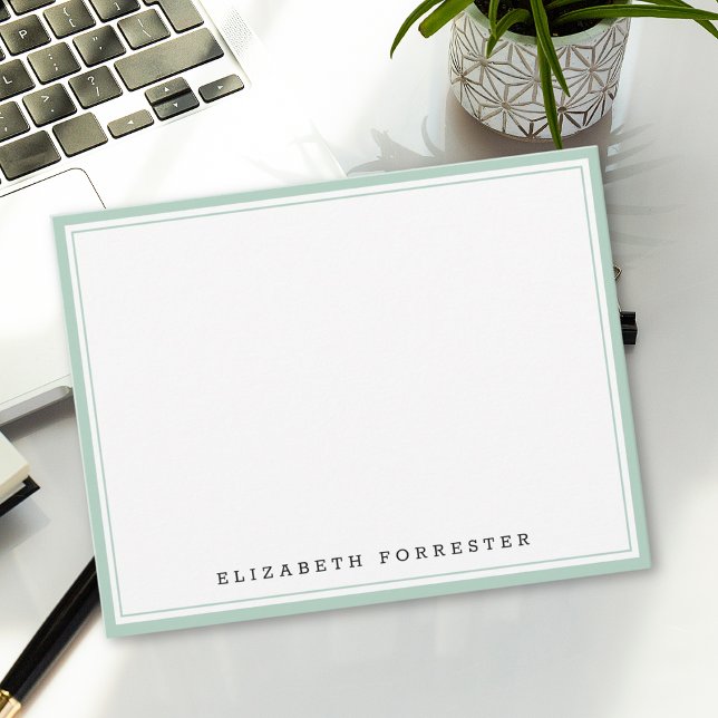 Carte De Correspondance Pistachio Green Classic Double Bordure (Créateur téléchargé)