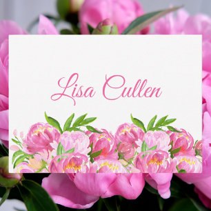 Carte De Correspondance Pivoines roses aquarelle remerciements personnalis
