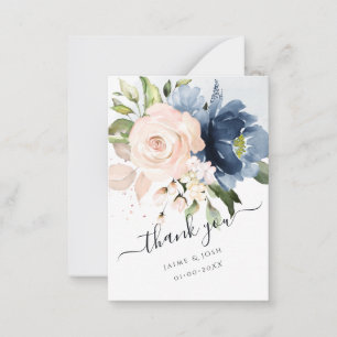 Carte De Correspondance PixDezines Aquarelle Fleurs Bleu Marine
