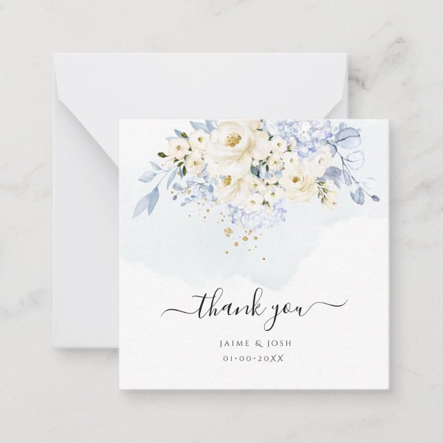 Carte De Correspondance PixDezines Elegant H2 Ice Blue Hyde Cream Roses (Devant)