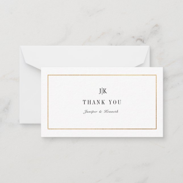 Carte De Correspondance PixDezines Faux Gold Classic Thank You Note Card (Devant)