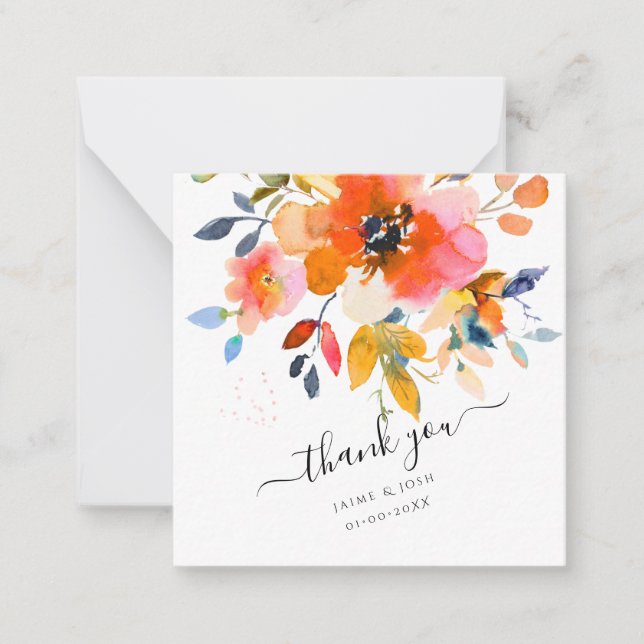 Carte De Correspondance PixDezines Fleurs Aquarelles Ombre Roses orange (Devant)
