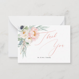 Carte De Correspondance PixDezines Pivoines Roses et Blanches Remerciement
