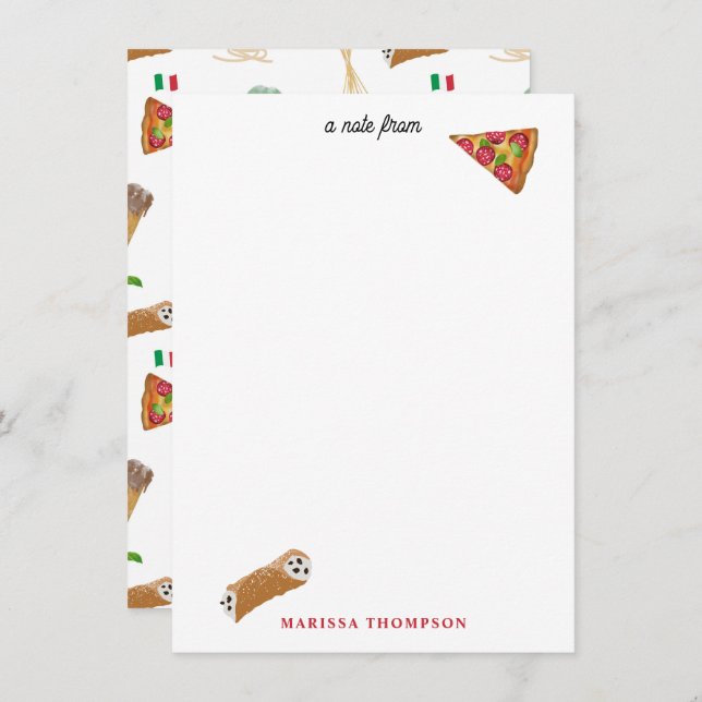 Carte De Correspondance Pizza italienne Pâtes Tiramisu Motif (Devant / Derrière)