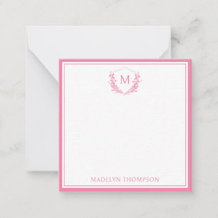 Carte De Correspondance Plage de monogramme rose double bordure