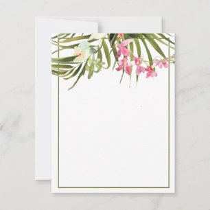Carte De Correspondance Plage tropicale rose et blanc Orchidées florales b