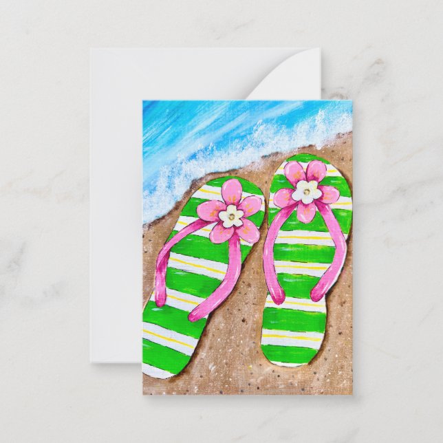 Carte De Correspondance Plage Vie Flip Flops Plaques (Devant)