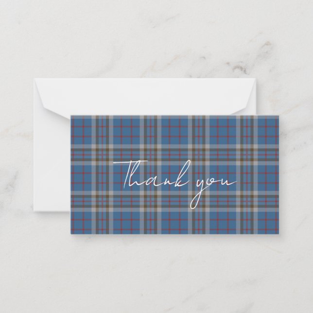 Carte De Correspondance Plaid Tartan Thompson Rustique Merci (Devant)